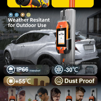feyree 4.3inch Touch Screen Portable EV Charger Type2 / Type1 / GBT / TS-NACS EV Charger 16A 3.5kW 1Phase Smart APP WiFi Control