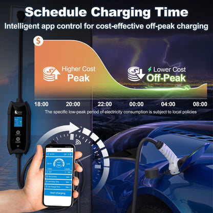 feyree Type2 EV Charger WIFI APP Control 16A 3.5KW GBT 5M Cable Type1 Portable Charging Box Set Charging&DelayTime for EV Cars