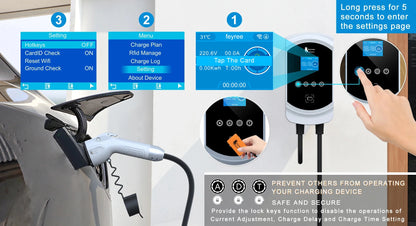 feyree EV Charger Type1 Cable j1772 Socket 32A 40A 50A Single Phase EVSE Wallbox Charging Station APP Control for Electric Car