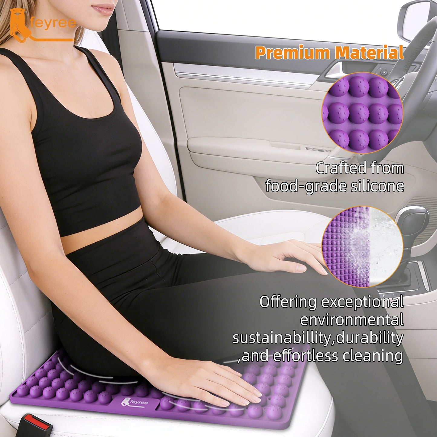 feyree EV Seat Cushion with Air Cell Matrix Design Built-in Negative Ions Silicone Air-Cushion Seat Pad for Electric Vehicles