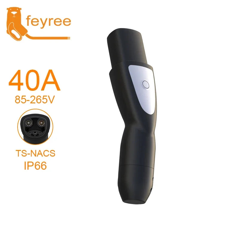feyree TS-NACS Socket EV Charger Plug One-touch Wireless Open of Charging Cover 16A 32A 40A 50A Car Side for Model 3 X Y S