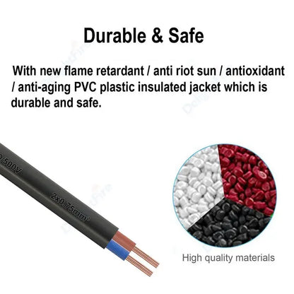 2 Cores PVC Flat Sheathed Electrical Wire 18AWG Extension Cable by 54Grid - Renewable Energy Store