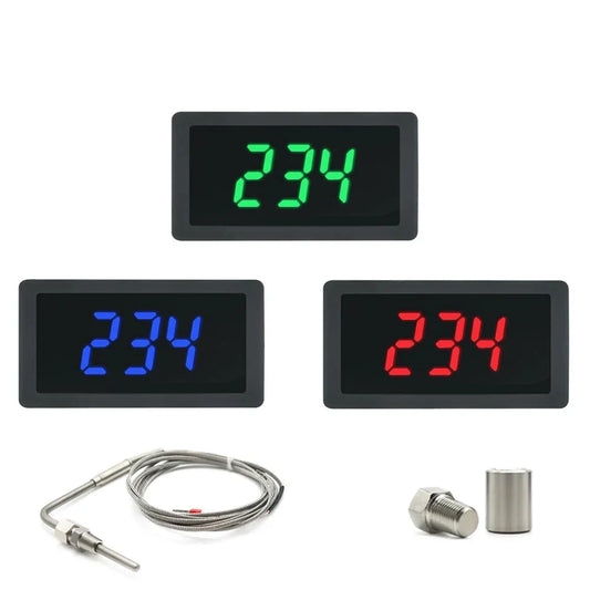 LED Digital Thermometer With EGT Temperature Sensor Weld Bund Combo Kit In Fahrenheit Celsius Adjustable Universal Use PT100 K by 54Grid - Renewable Energy Store