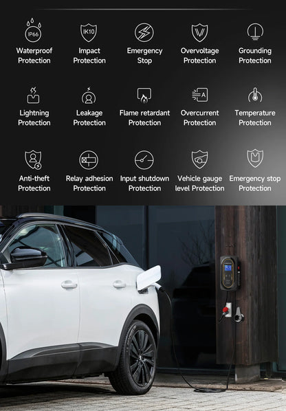 AFYEEV EV Charger 32A 7.6KW Electric Vehicle Car Charger EVSE Wallbox 11KW 22KW 3Phase Type2 Cable IEC62196-2 Socket APP Control