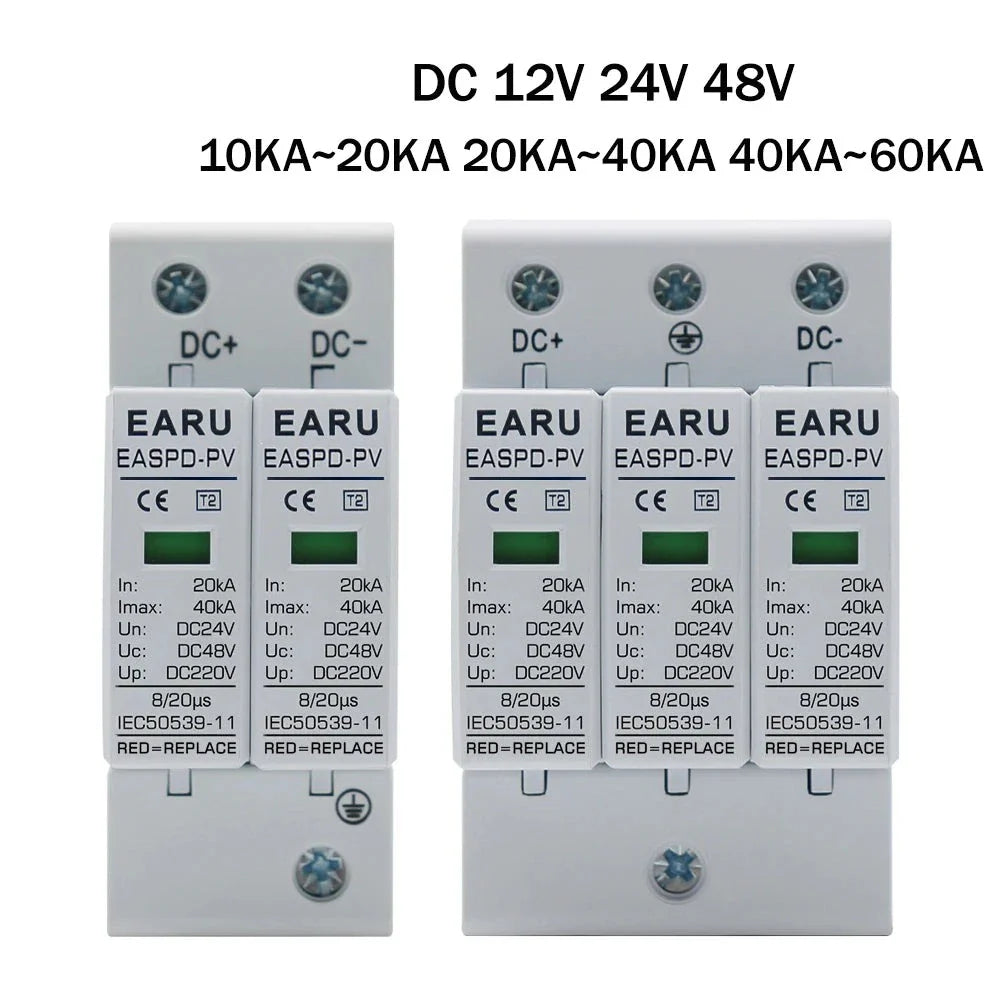Power Surge Protective Device SPD Arrester Low Voltage House 2P 3P Surge Voltage Protection DC 12V 24V 48V 500V 800V 1000V 40KA by 54Grid - Renewable Energy Store