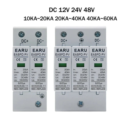 Power Surge Protective Device SPD Arrester Low Voltage House 2P 3P Surge Voltage Protection DC 12V 24V 48V 500V 800V 1000V 40KA by 54Grid - Renewable Energy Store