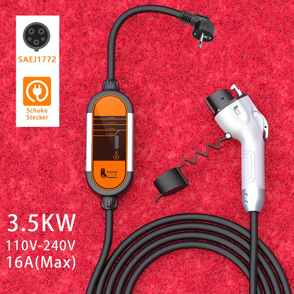 feyree Portable EV Charger Type2 16A 3.5KW EVSE Charging Cable Type1 SAE J1772 EU Plug Controller Wallbox for Electric Car