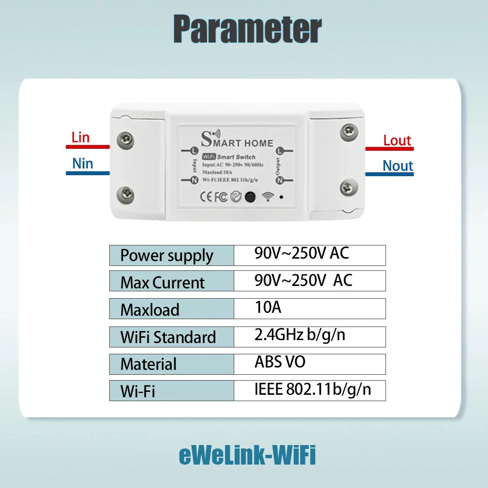 eWeLink Mine WiFi 10A Smart Switch Breaker Module Wireless Remote Switch Alexa Google Home by eWeLink APP Remote Voice Control by 54Grid - Renewable Energy Store