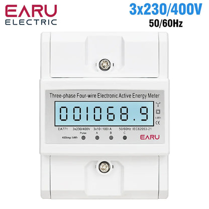 Three Phase LCD Energy Meter Backlight Bidirectional Electricity Meter kWh RS485 Remote Communication for Meter Reading AC 380V