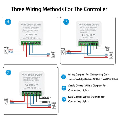 eWeLink 16A 2 Way Mini WiFi Smart Switch Breaker Module Voice Wireless Control for Smart Home eWeLink App Alexa Google Home by 54Grid - Renewable Energy Store