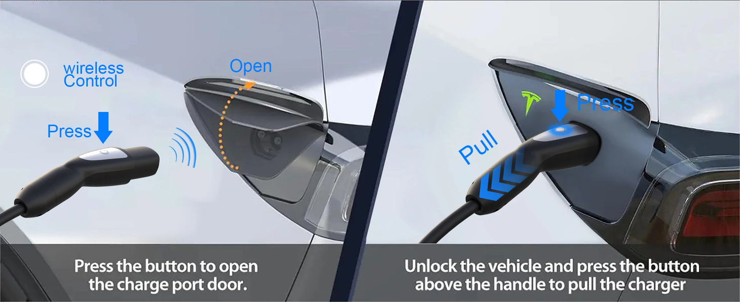 feyree 3.5KW TS-NACS Charger Plug EV Charger Portable 1.8" LCD Screen with Set Delay Schedule Charging Station for Tesla Cars