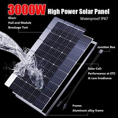 3000W Glass Rigid Solar Panel Kit 18V High Efficiency Monocrystalline by 54Grid - Renewable Energy Store