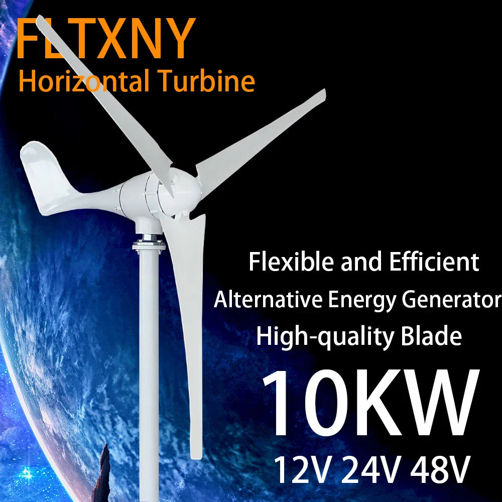 Latest Design 10000W Windmill 12v 24v 48v New Energy 3 Blades Horizontal Wind Turbine Generator Free MPPT Controller For Homeuse by 54Grid - Renewable Energy Store