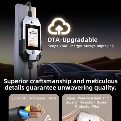 feyree Type1 3.5kW 16A Portable EV Charger 4.3 inch Touch Screen Smart WIFI APP Remote Control Design AC EV Charging Station