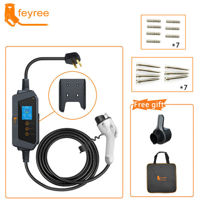 feyree Type1 7KW 32A 1Phase Portable EV Charger J1772 Socket with 5m Cable Smart APP WIFI Control Version for Electric Vehicle