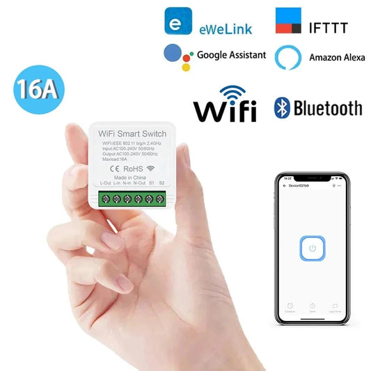 eWeLink 16A 2 Way Mini WiFi Smart Switch Breaker Module Voice Wireless Control for Smart Home eWeLink App Alexa Google Home by 54Grid - Renewable Energy Store