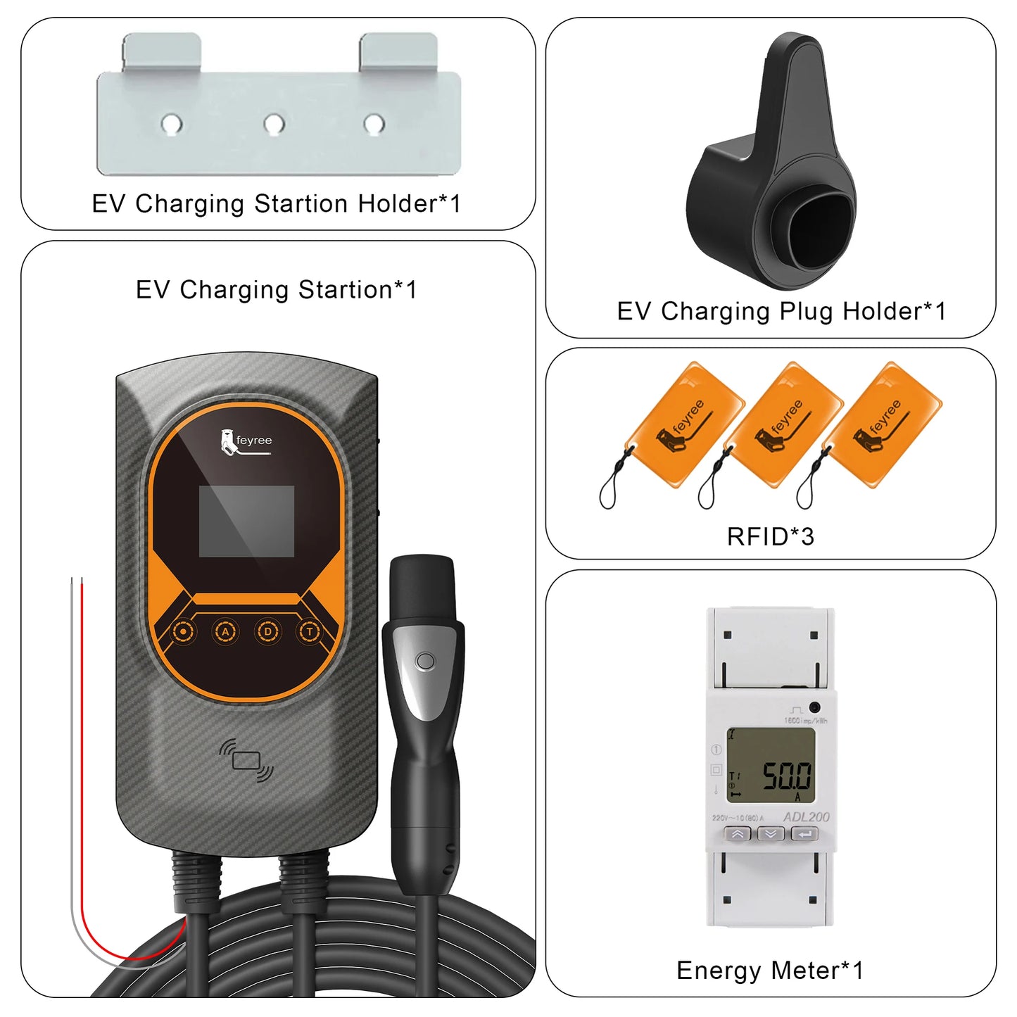 feyree NACS Smart EV Wallbox Charger 12kW 50A Single Phase Dynamic Load Balancing APP Control Charging Log EV Charging Station
