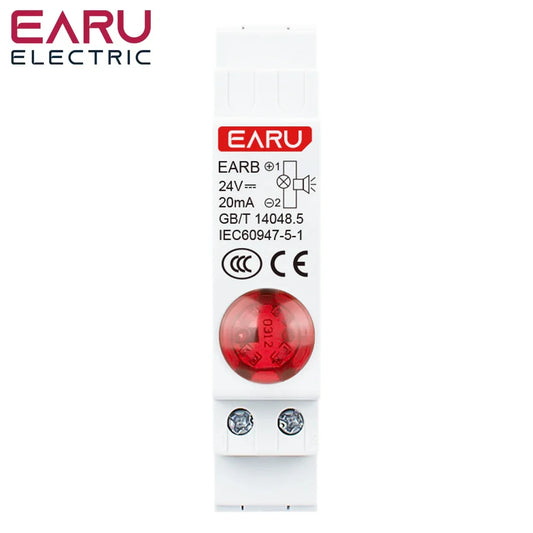 18MM Din Rail Mount LED Signal Lamp Audible and Visual Buzzers Series AC 230V DC 24V Indicating Indication Pilot Lights Red