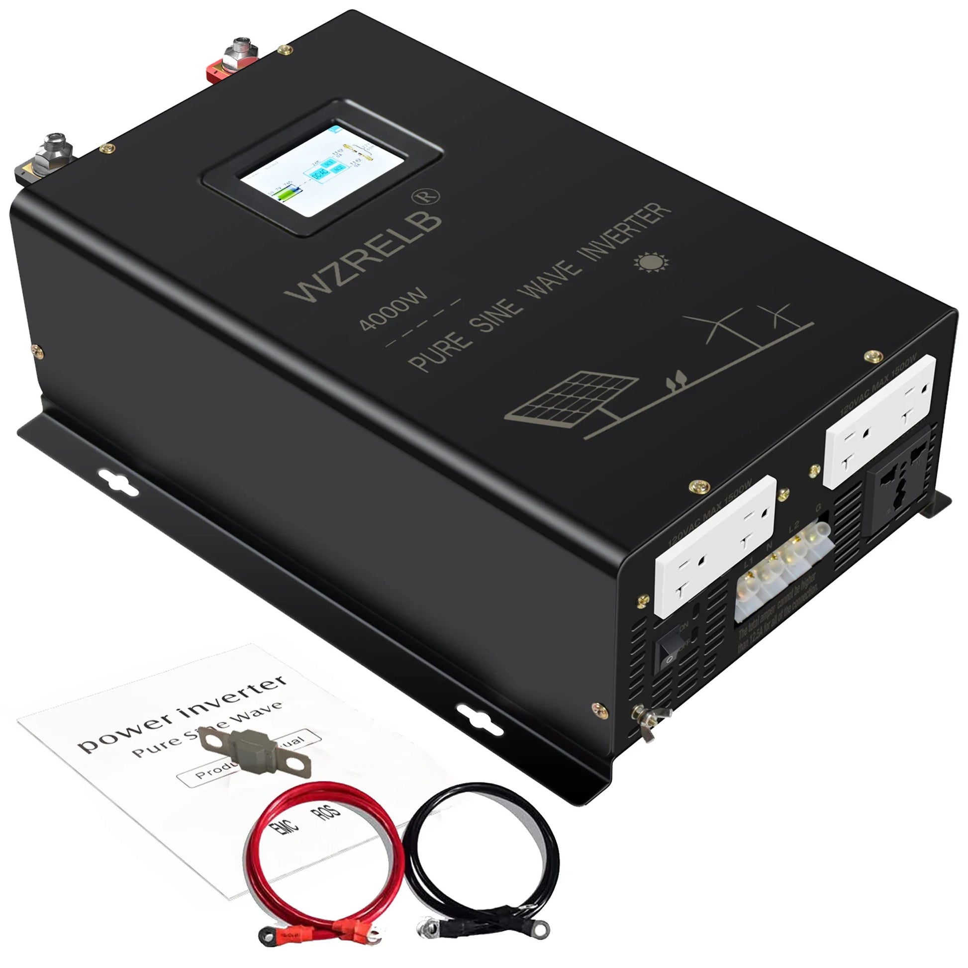 4000W Split phase Pure Sine Wave Inverter 24V/36V/48V/72V/96V DC to 110/220V,120/240V AC Converter Solar Power Battery Generator - 54Grid - Renewable Energy Store