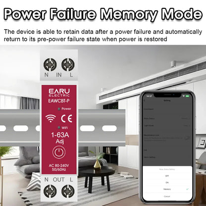 Tuya MCB WiFi Smart Circuit Breaker Timer 1P+N 63A Power Energy kWh Voltage Current Meter Protector Voice Remote Control Switch