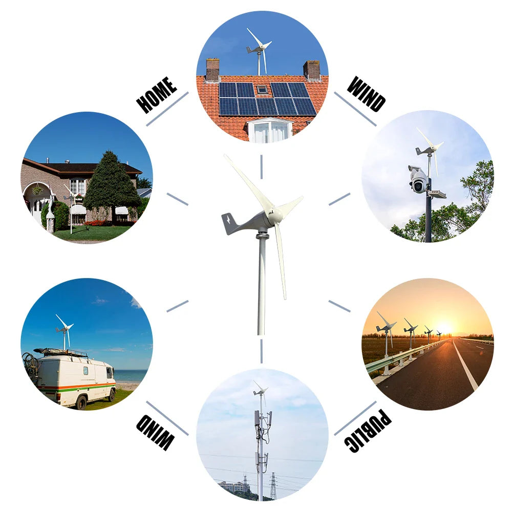 3000W 5 Blades Free Energy Windmill 12V 24V 48V Wind Power Small Wind Turbine Generator MPPT Controller For Home use by 54Grid - Renewable Energy Store