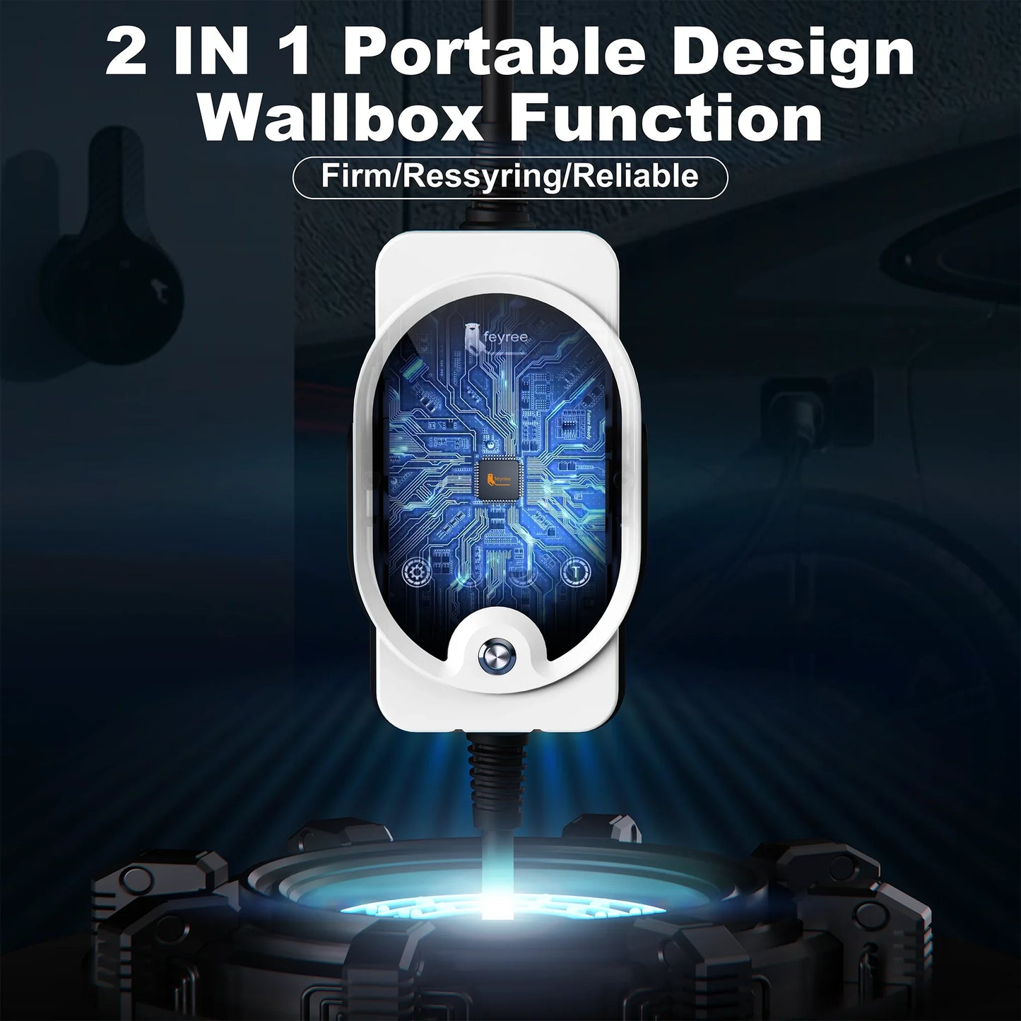 feyree Type2 EV Charger EVSE Wallbox 22KW 11KW 3P Smart APP Wi-Fi Control  7KW 32A 1P Setting Current & Charging Time for EV Car