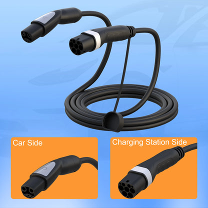 feyree 32A 7KW 1Phase Type2 to TS-NACS Socket 16A 3.5KW EV Charger Cable 5m for Tesla Model 3 Y X S for Public Charging Station