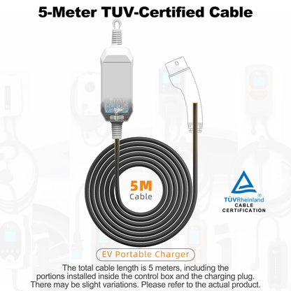 feyree Type2 7KW 32A 1Phase Portable EV Charger 5m Cable Current Adjustable EVSE Wallbox Charging Box for Electric Car Charger