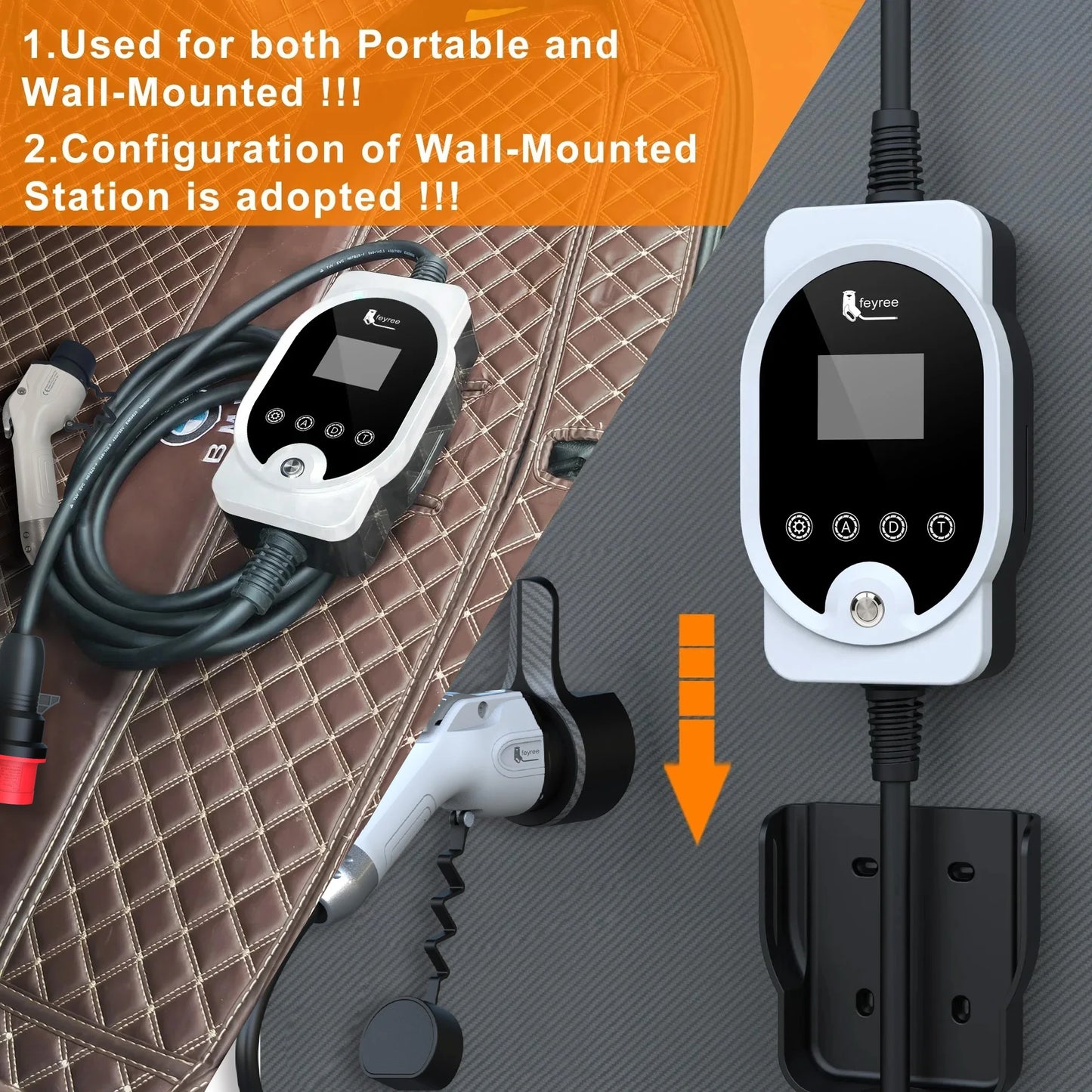 feyree GB/T EV Charger 11KW 16A 3Phase EVSE Wallbox APP WIFI Control EV Charging Station 5m Cable CEE Plug for Electric Vehicle
