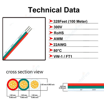 3Pin Electronic Tinned Copper Cable 18 20 22 AWG 12V Wire for WS2811 WS2812B LED Strip Lights by 54Grid - Renewable Energy Store