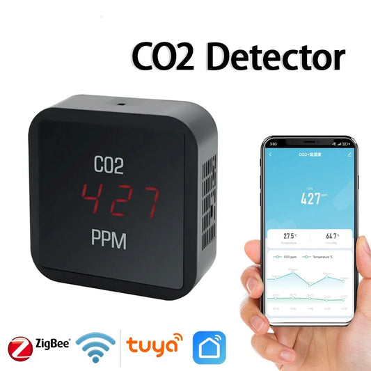 WiFi ZigBee Indoor Air CO2 Detector of the Household Quality Multifunctional Monitor CO2 Temperature Smart Display Sensor LCD by 54Grid - Renewable Energy Store