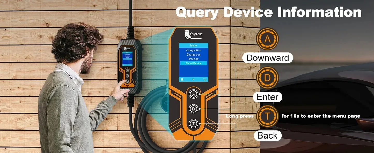 feyree 11kW Type2 16A 3Phase Portable EV Charger Wi-Fi APP Bluetooth Version EVSE Charging Cable 5m CEE Plug for Electric Car