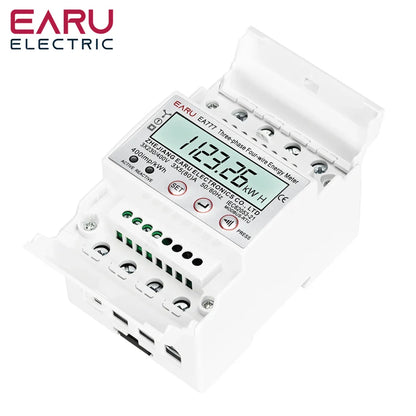 Three Phase LCD Energy Meter Backlight Bidirectional Electricity Meter kWh RS485 Remote Communication for Meter Reading AC 380V