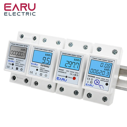 Single Phase LCD Digital Energy Meter Reset Zero kWh Voltage Current Power Consumption Counter Electric Wattmeter 220V Din Rail by 54Grid - Renewable Energy Store
