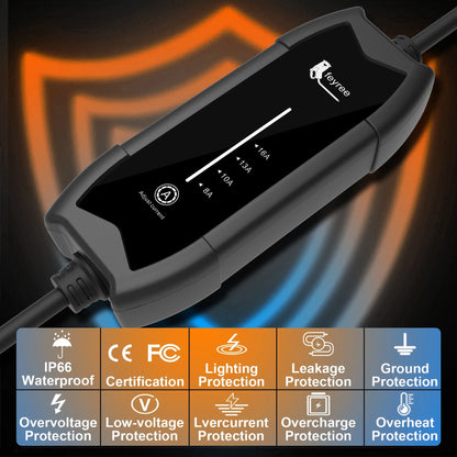 feyree EV Portable Charger Type2 / GB/T Plug 16A Single Phase 3.5KW Type1 3.5m Wallbox Charging Station for Electric Vehicle