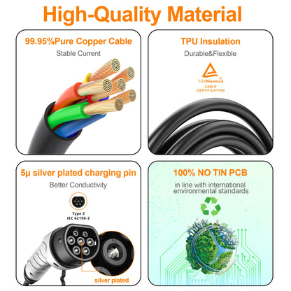 feyree 7kW 32A Portable EV Charger Adjustable Current Replaceable Charging Plug Multifunction for Global Electric EV Car Charger