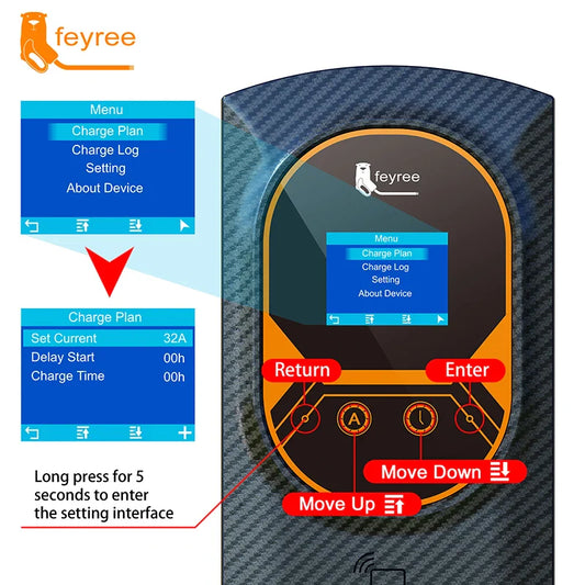 feyree EVSE Wallbox 50A 12KW 1Phase EV Charger Type1 Cable J1772 Socket Wallmounted Charging Station for Electric Vehicle Car by 54Grid - Renewable Energy Store