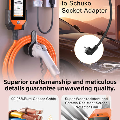 feyree 11kW 16A 3P Portable EV Charger GB/T Plug 4.3" Touchscreen & Charge History WIFI APP Ctrl Smart EVSE for Electric Vehicle