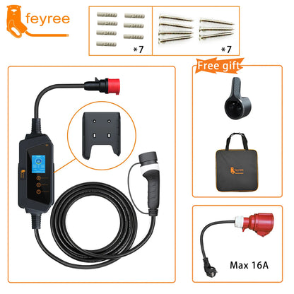feyree 22KW 32A 3Phase Type2 Portable EV Charger Wi-Fi APP Control EVSE Charging Box Charging Station for Electric Car Charger