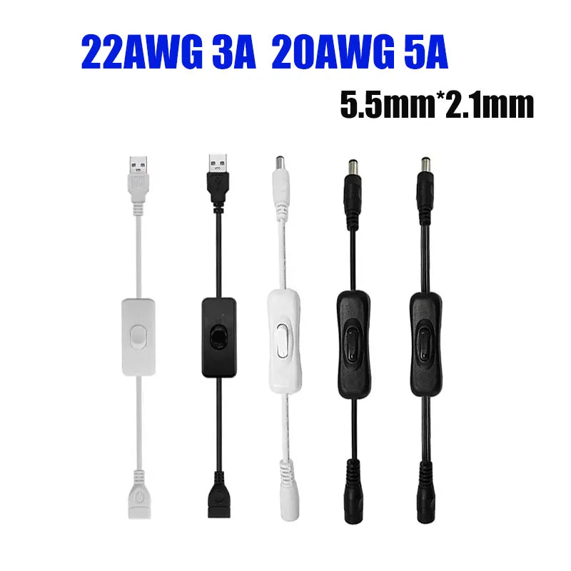 Light Switch ON/OFF DC Power Extension Cable 5V 12V 3A Connector by 54Grid - Renewable Energy Store