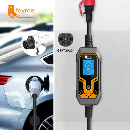 feyree 11KW 16A 3 Phase GB/T Cord EV Charger Adapter Portable Charging Box EVSE Car Charger with 5m Cable for Electric Vehicle