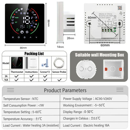 Tuya WiFi Smart Thermostat Electric Floor Heating TRV Water Gas Boiler Temperature Voice Remote Controller for Google Home Alexa by 54Grid - Renewable Energy Store