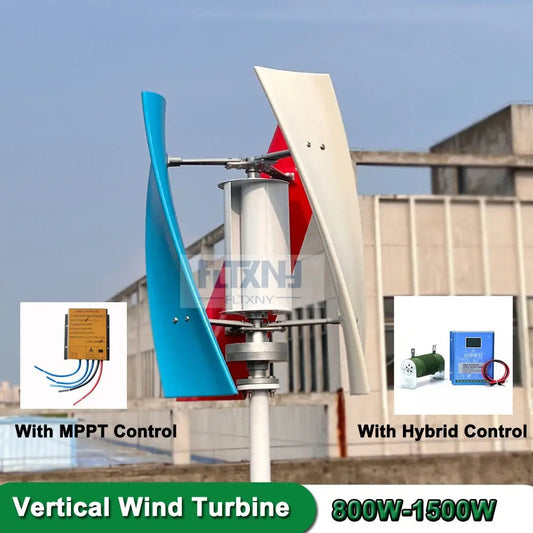Real Efficiency Free Energy Windmill 1kw 1.5kw 12v 24v Vertical Axis Permanent Maglev Wind Turbine With MPPT Hybrid Controller - 54Grid - Renewable Energy Store