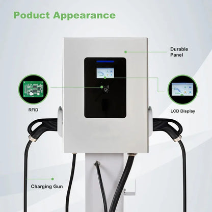 New DC EV Charger WallBox Double Gun 40/60/80kW Output Power With 5m Cable Length CCS2 GBT Plug