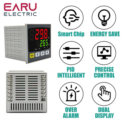 New Intelligen Digital PID Thermostat SSR Relay Output Universal Input Heating Cool Temperature Controller Regulator 110V 220VAC by 54Grid - Renewable Energy Store