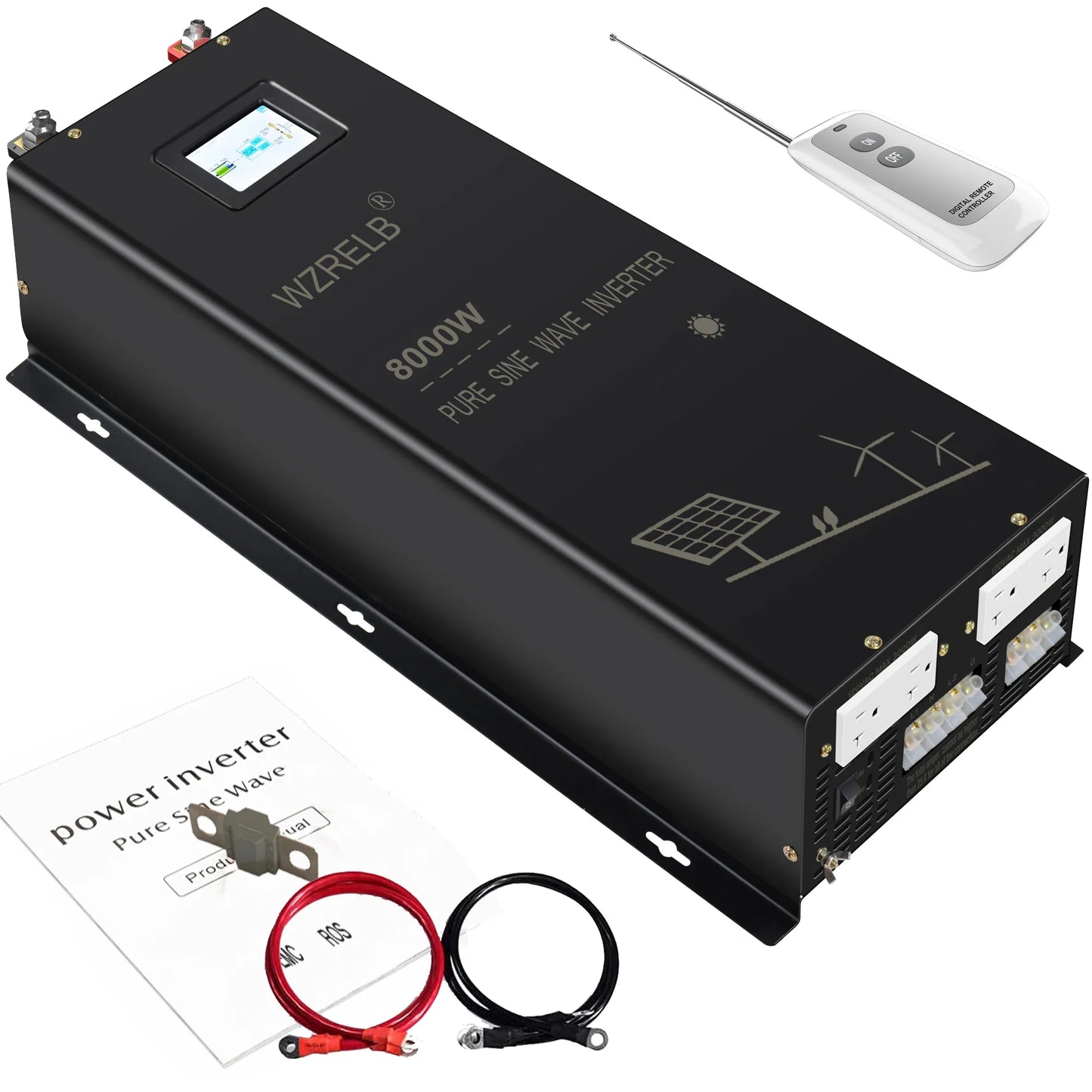 8000W Split-phase Pure Sine Wave Inverter Solar Power Battery 24/36V/48V/96 DC to 110/220V,120/240V AC Converter Remotel Control by 54Grid - Renewable Energy Store
