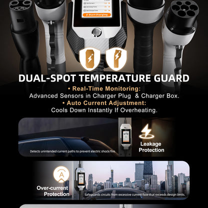 feyree Type1 3.5kW 16A Portable EV Charger 4.3 inch Touch Screen Smart WIFI APP Remote Control Design AC EV Charging Station