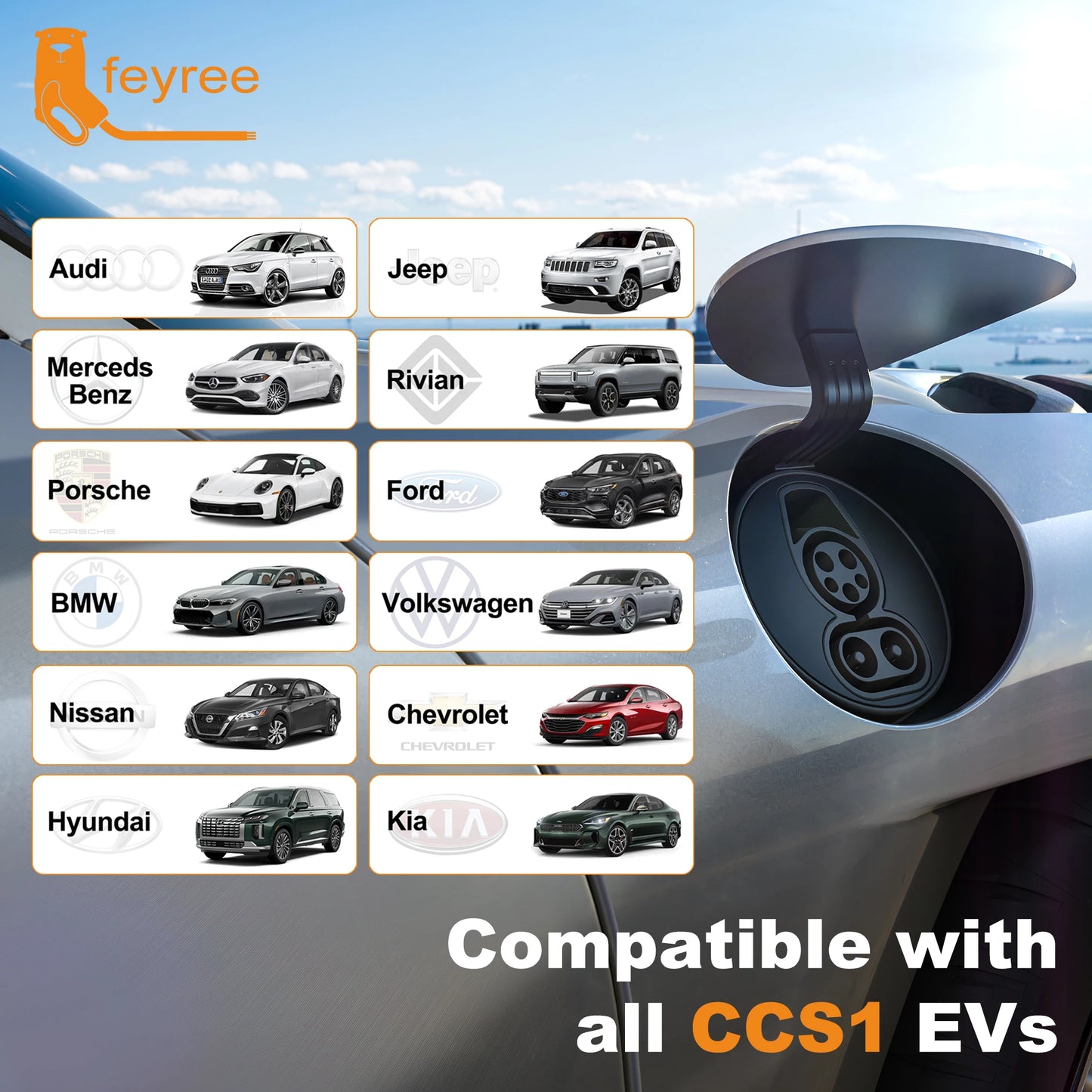 feyree TS-NACS to CCS1 Adapter For Ford Rivian GM Car NACS to CCS1 Adapter Compatible with DC NACS Supercharger DC V1/V2/V3/V4