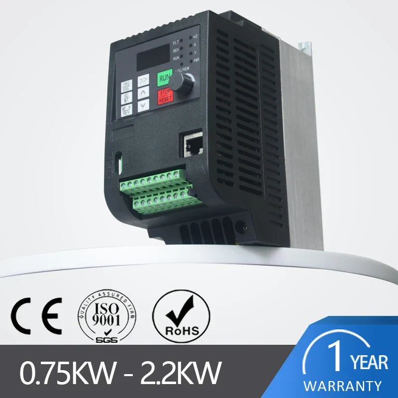 Single Phase to 3 Phase Converter, 220V In to 380V Out, VFD AC Frequency Inverter for 1.5KW, 2.2KW, 4KW, 5.5KW, 7.5KW, 11KW by 54Grid - Renewable Energy Store