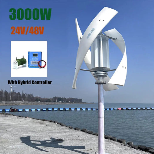 3000W 24V 48V Vertical Wind Turbine Generator For Homeuse Free Energy Wind Power Windmill Permanent Maglev with MPPT Controller - 54Grid - Renewable Energy Store